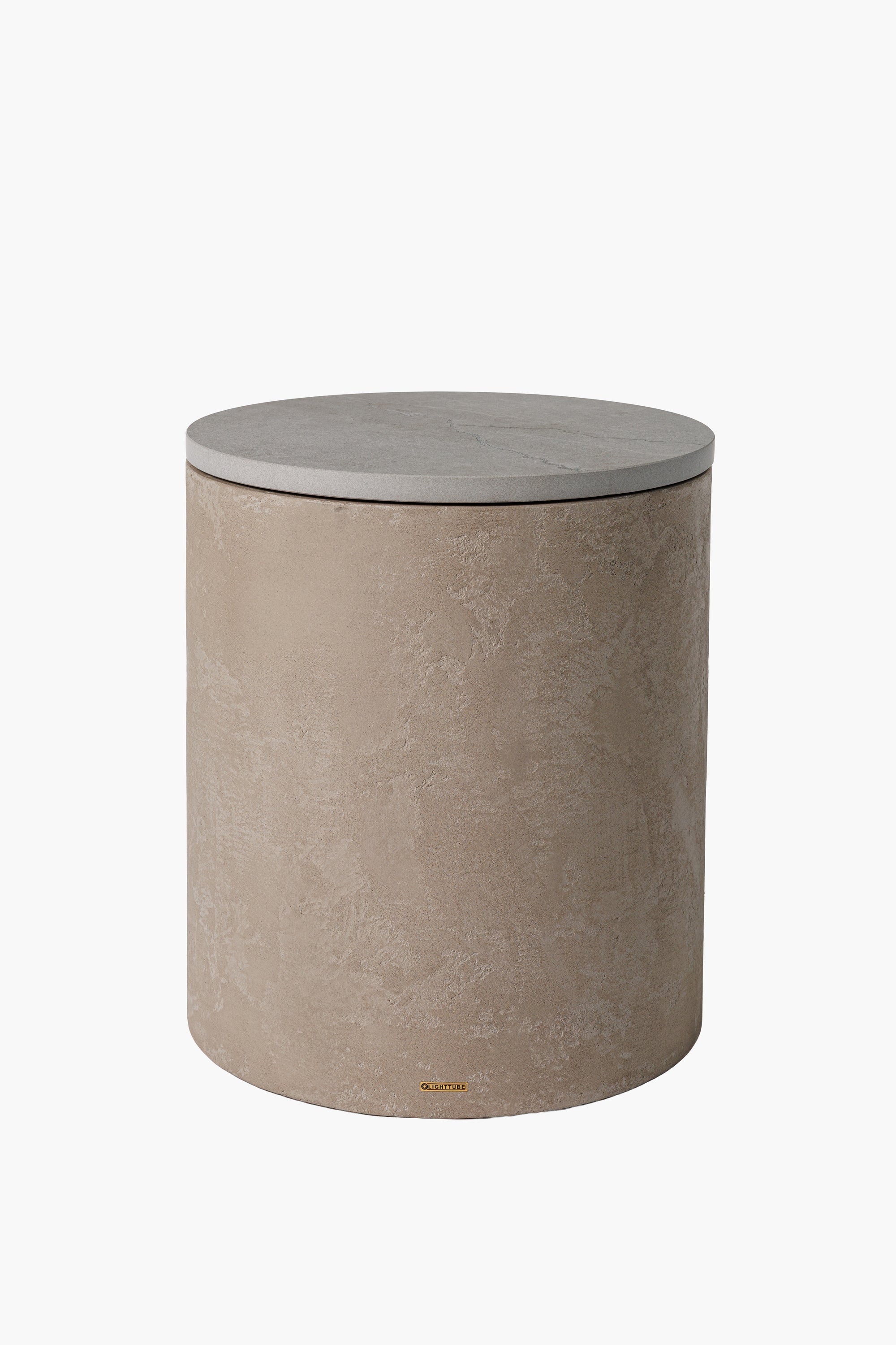 Microconcrete table with stone top 