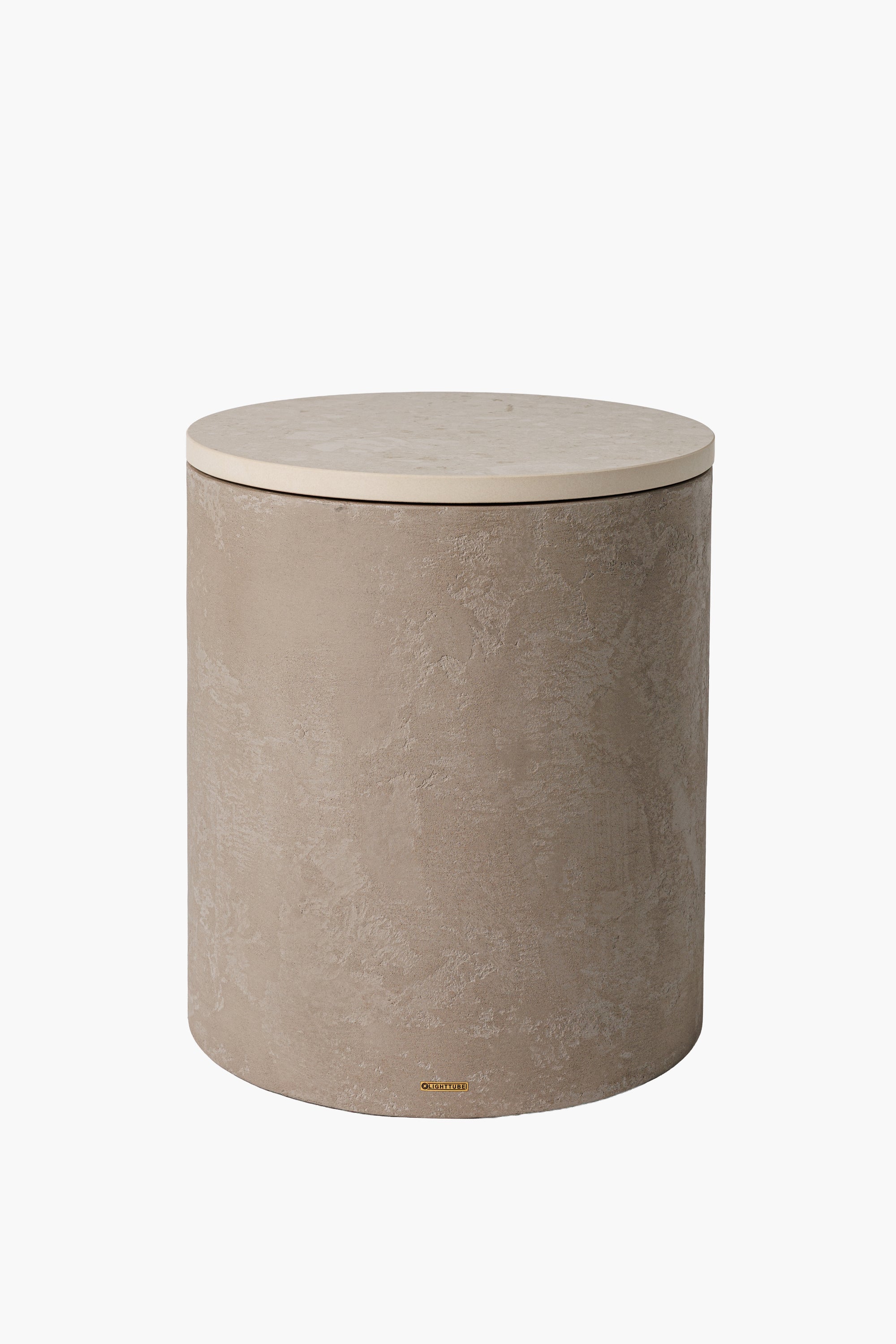 Microconcrete table with stone top 