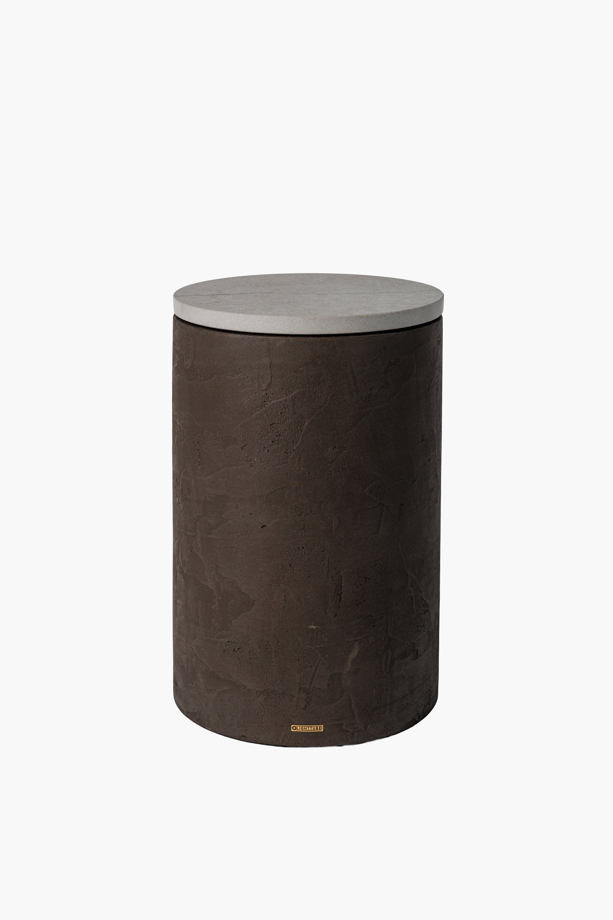 Microconcrete table with stone top 