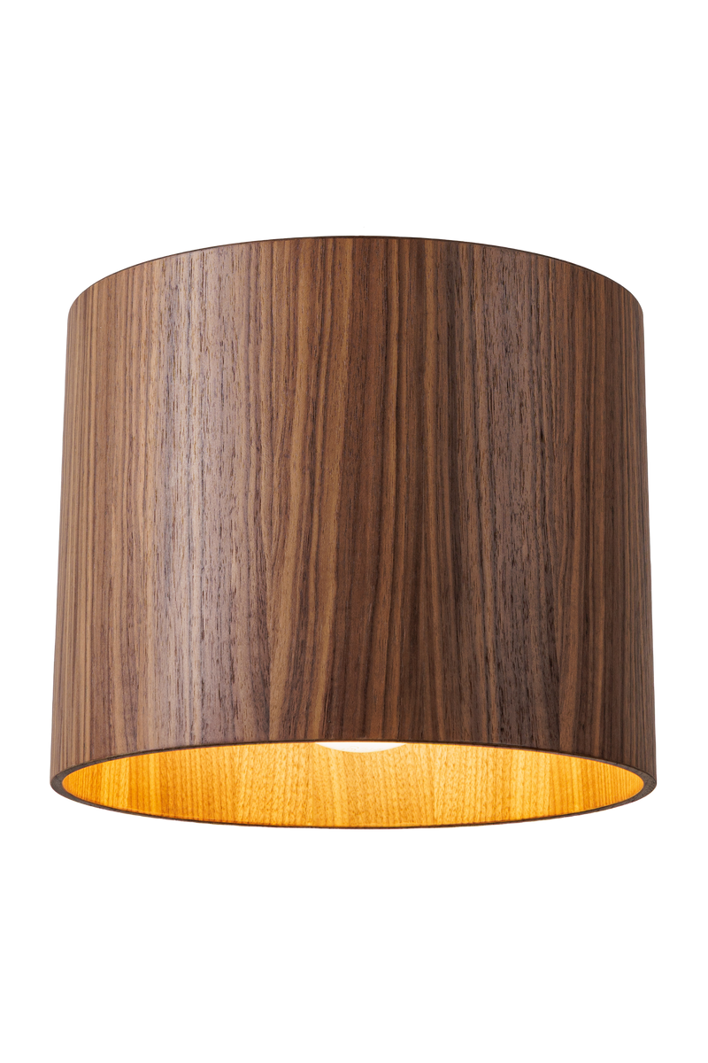Stropní dřevěné svítidlo válcového tvaru v moderním industriálním stylu, bez difuzoru, s přímým směrovým světlem a minimalistickým designem vhodným pro obývací pokoj, kuchyň i kancelářské prostory.