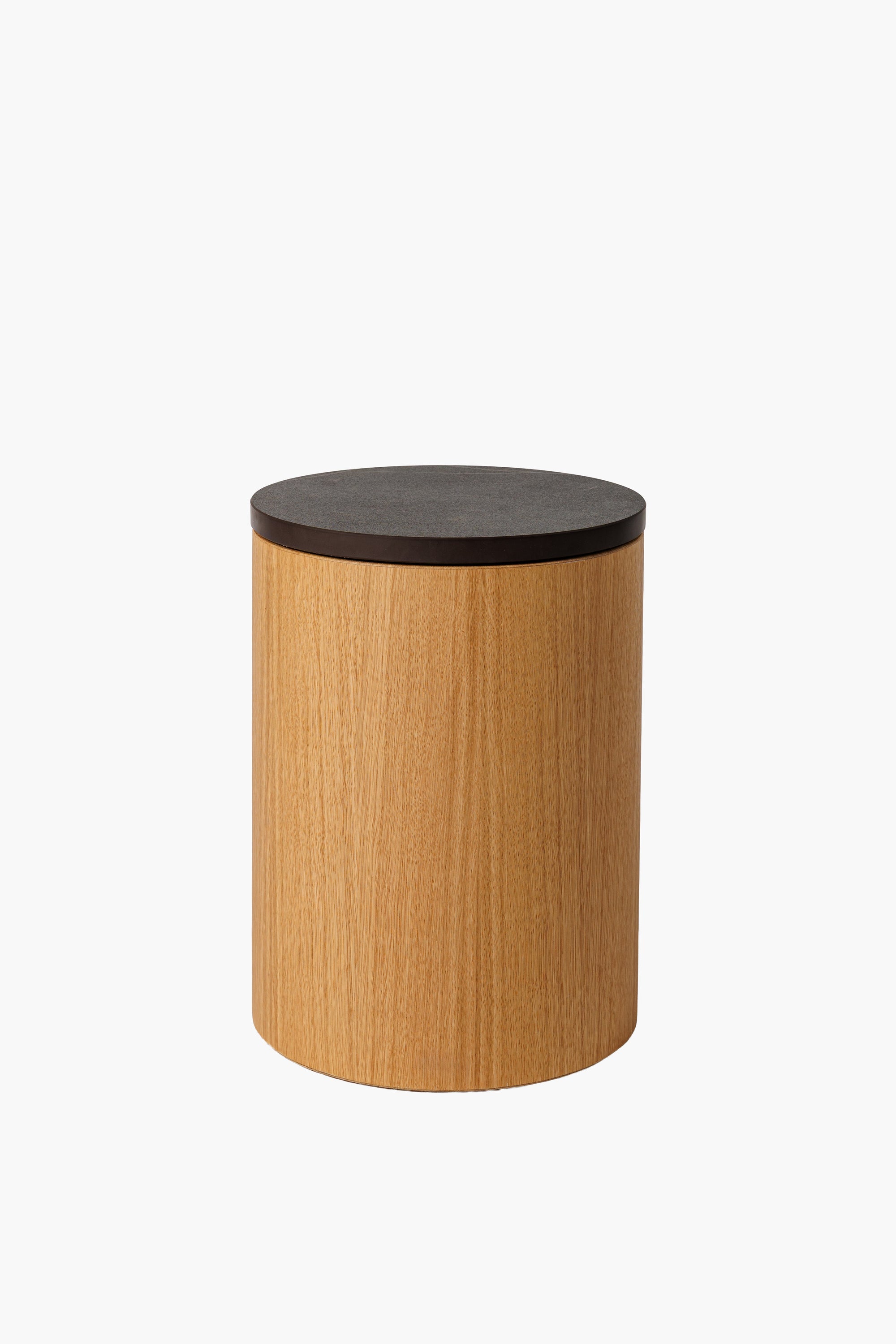 Dřevěný odkládací a noční stolek s kamennou deskou (Ø 31 cm)