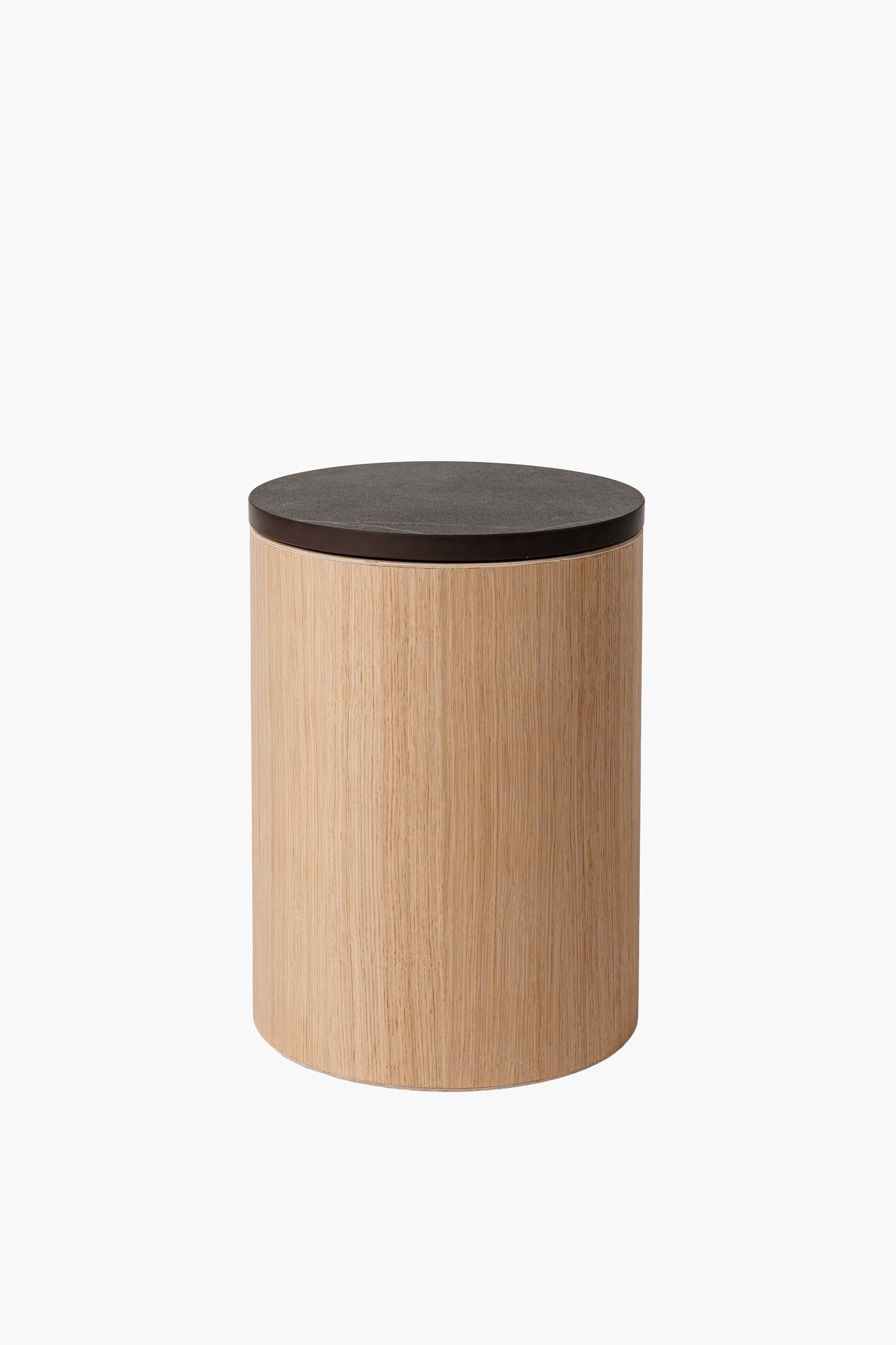Dřevěný odkládací a noční stolek s kamennou deskou (Ø 31 cm)
