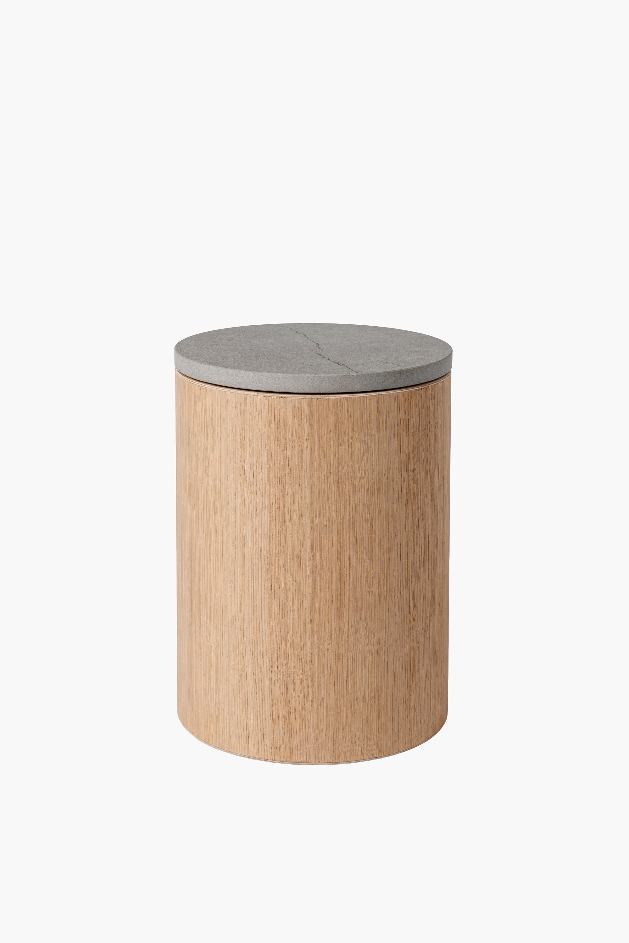 Dřevěný odkládací a noční stolek s kamennou deskou (Ø 31 cm)
