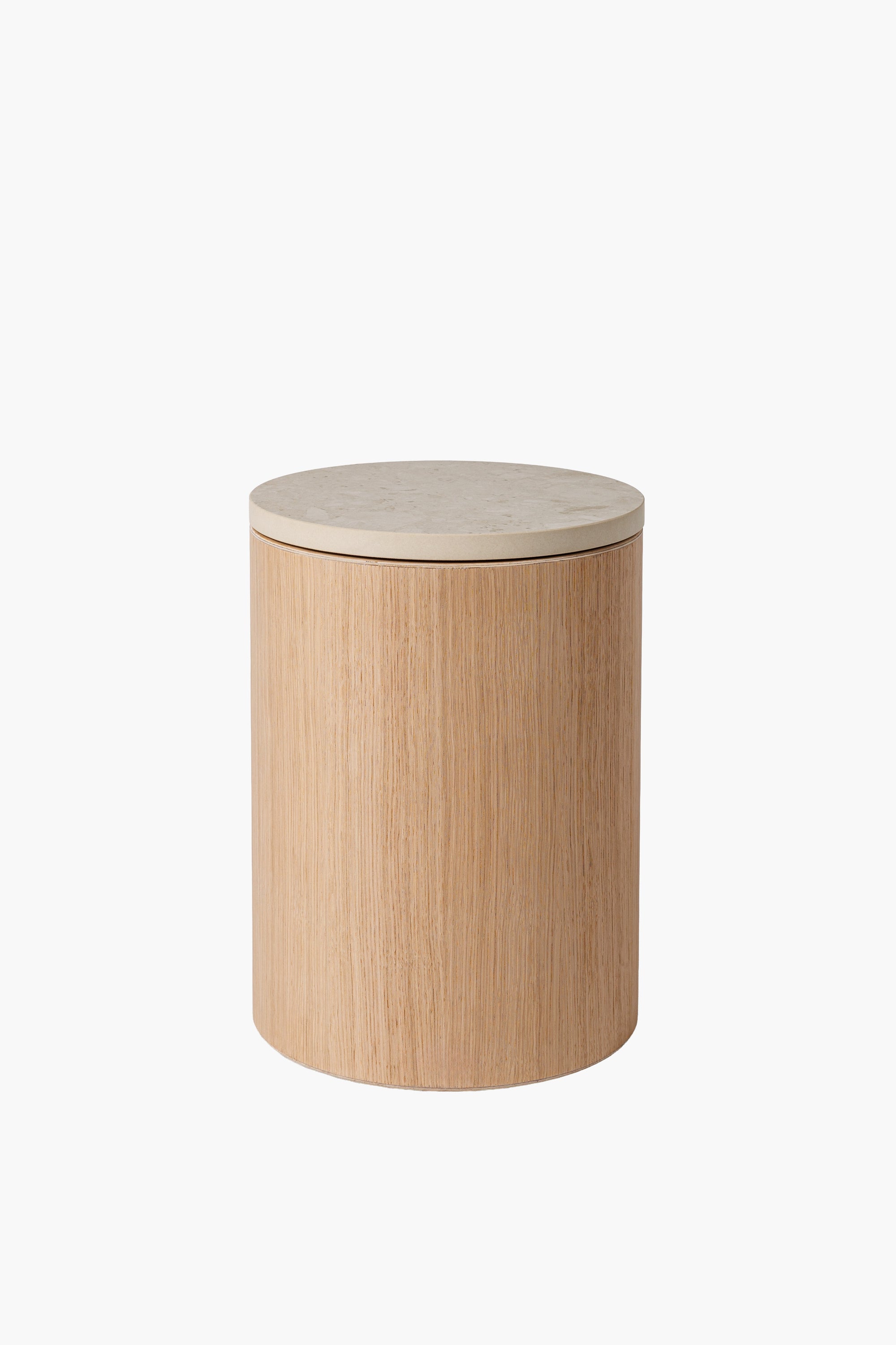 Dřevěný odkládací a noční stolek s kamennou deskou (Ø 31 cm)